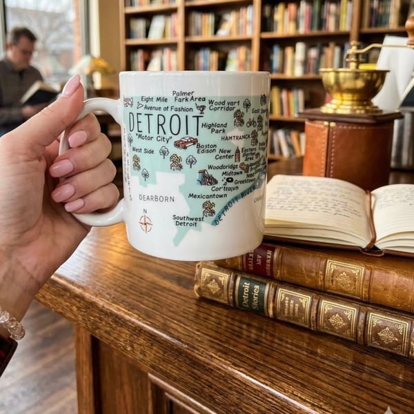 222 Fifth 'My Place' Detroit Map Jumbo Ceramic Coffee Mug (24 oz)