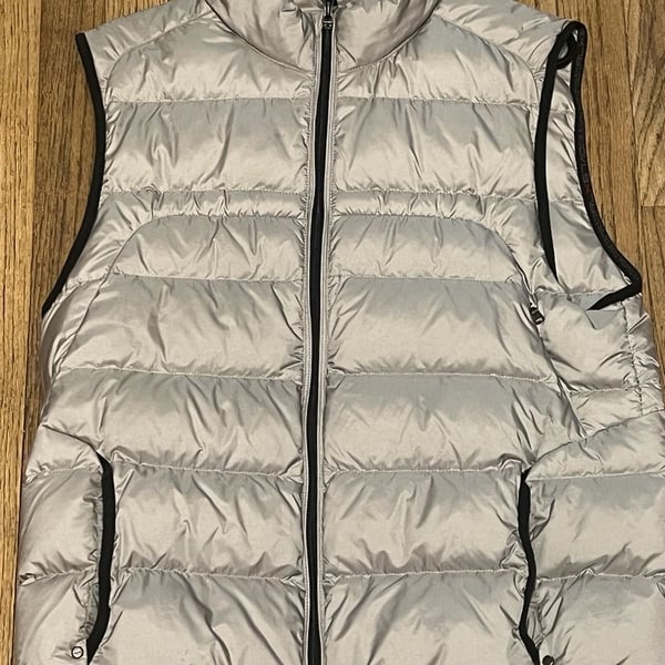 RLX Ralph Lauren Down-Filled Puffer Vest, Silver, Size L
