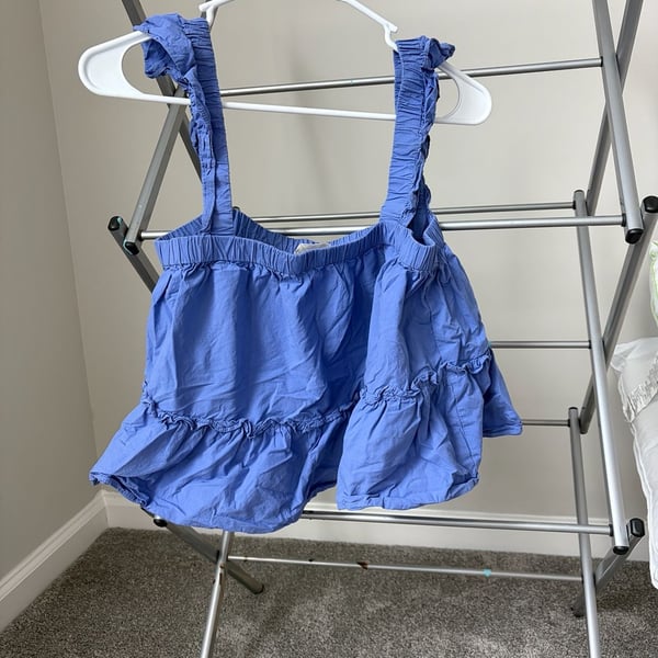 By Together Blue Smocked Tiered Ruffle Tank Top