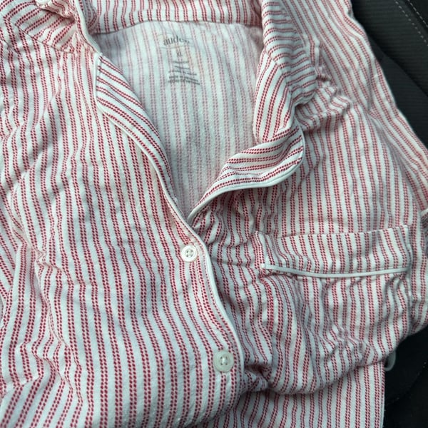 Auden Cloud Knit Modal Notch Collar Pajama Set Red Striped XL