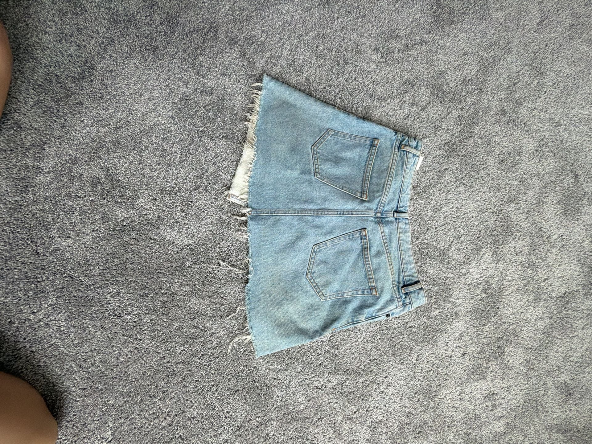 & Other Stories Paris Atelier Two-Toned Raw Hem Denim Mini Skirt 5