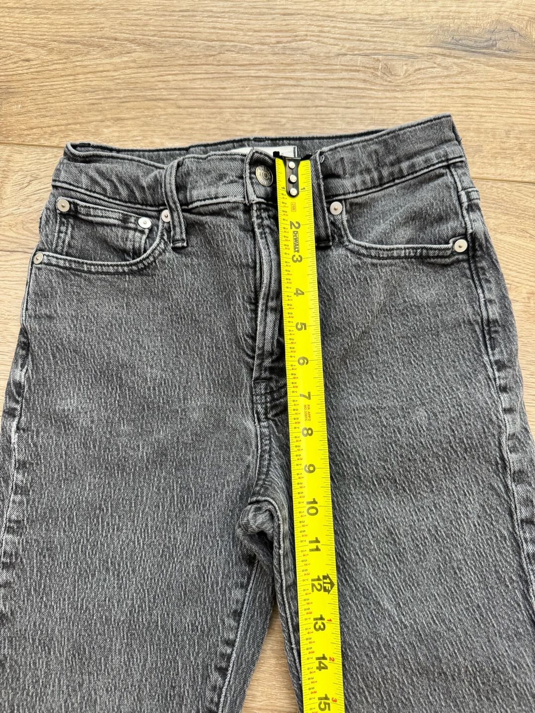 Madewell The Perfect Vintage Jeans Washed Black High Rise Straight Size 24 12