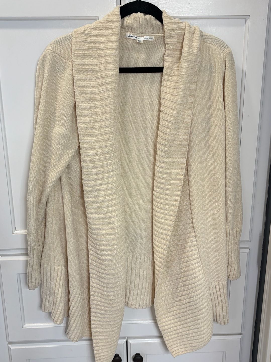 Seven7 Women's Ivory Chenille Open Front Ribbed Cardigan Granola Coastal 2