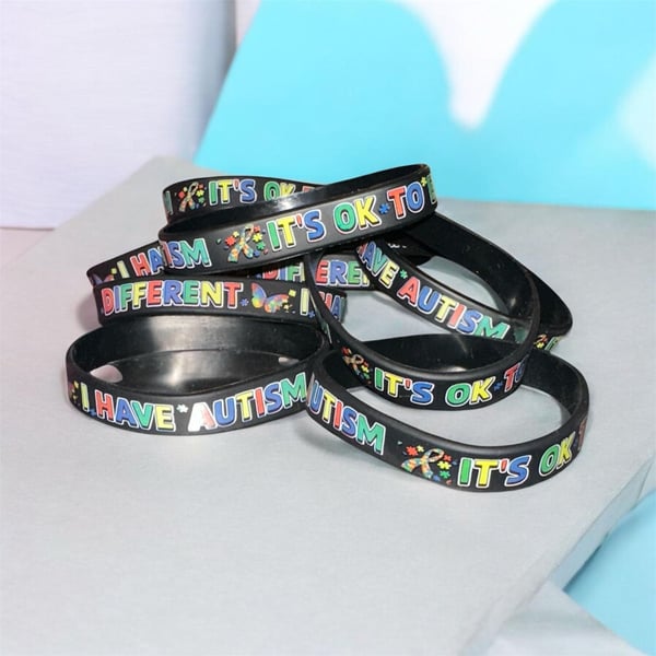 Autism Awareness Silicone Rubber Bracelet Wristbands with 'It's OK to Be Different' and 'I Have Autism' text