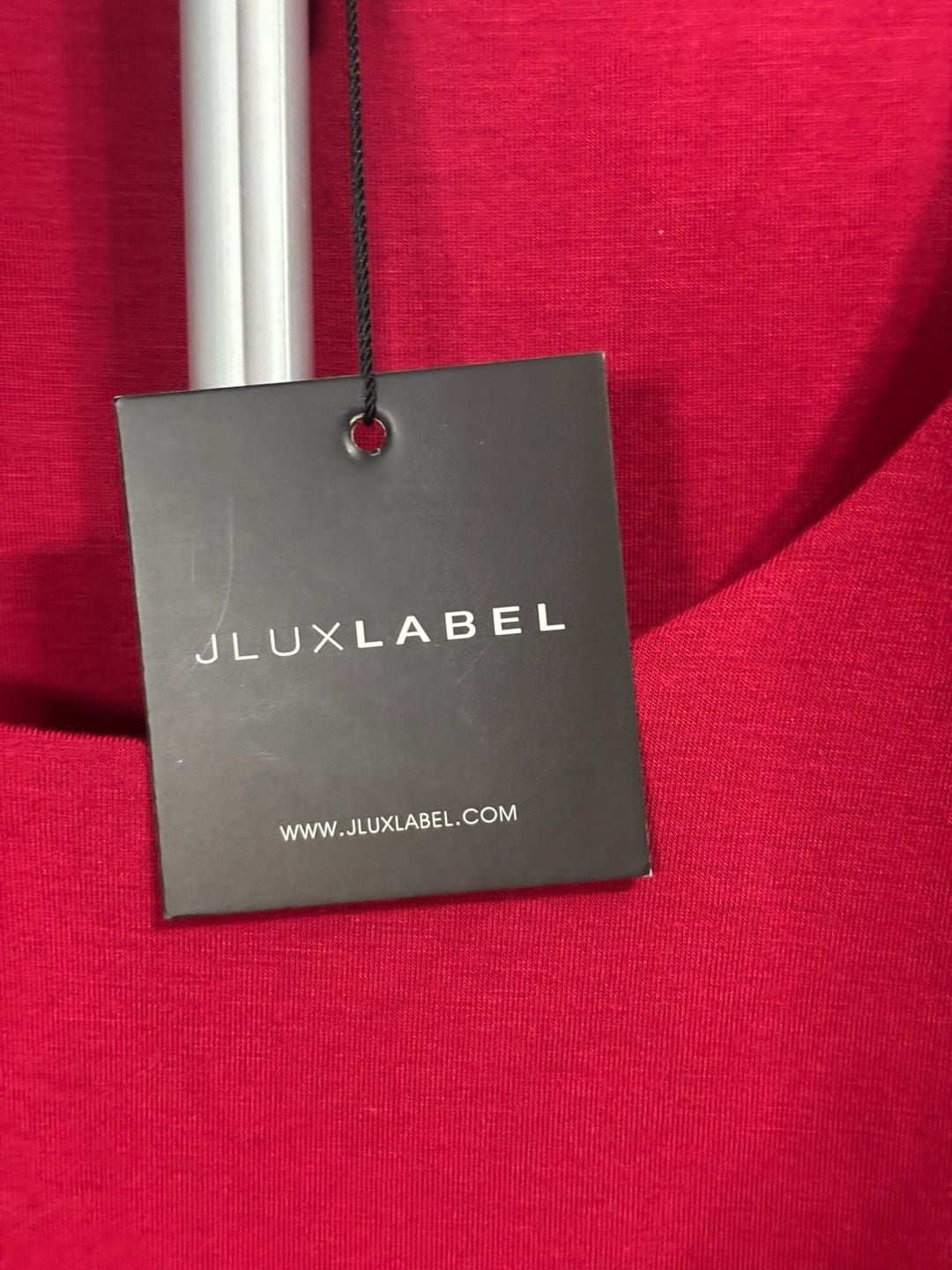 Jluxlabel Red Long Sleeve Scoop Neck Bodycon Mini Dress with Gold Shoulder Button Detail 3