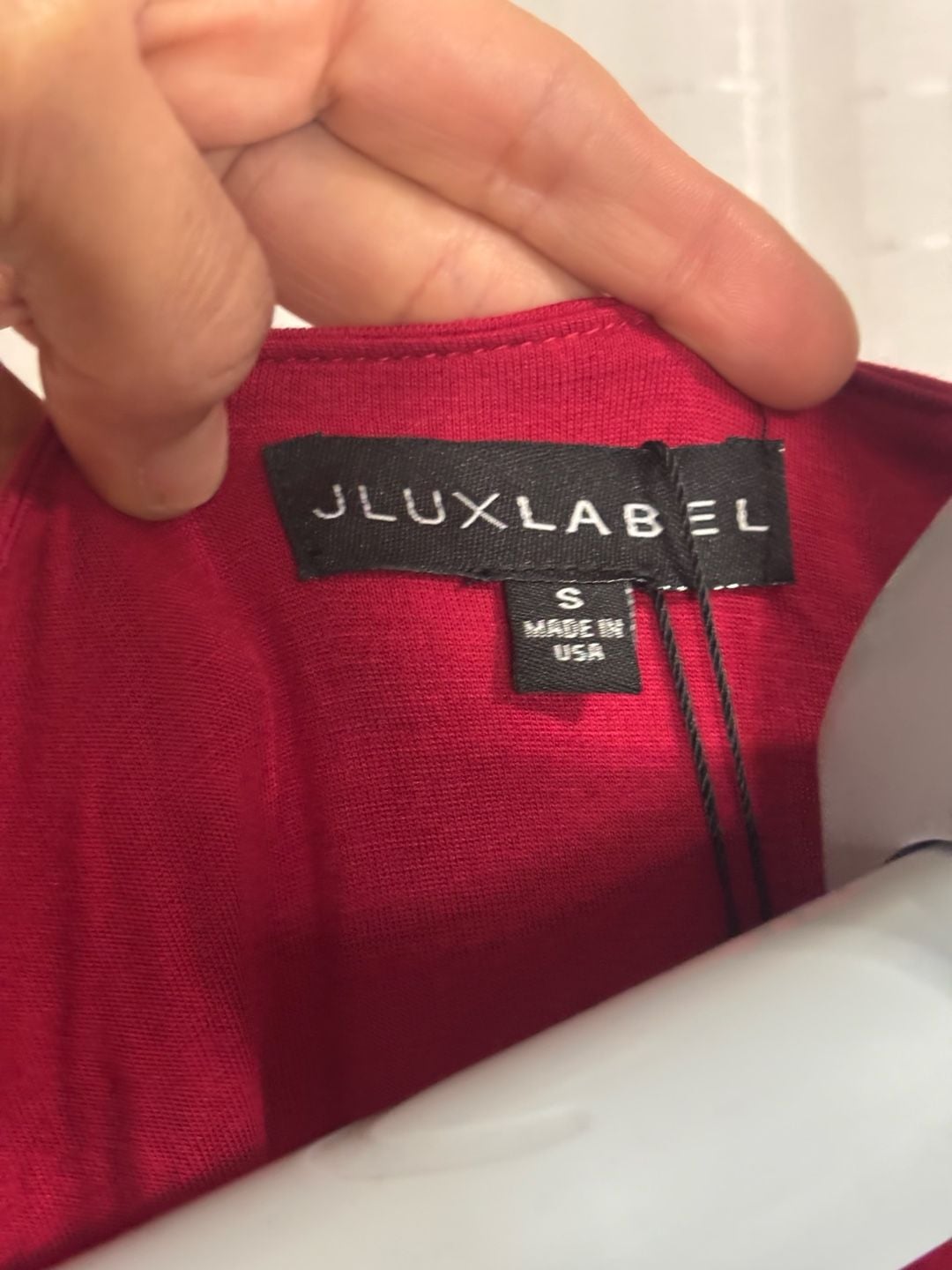 Jluxlabel Red Long Sleeve Scoop Neck Bodycon Mini Dress with Gold Shoulder Button Detail 4