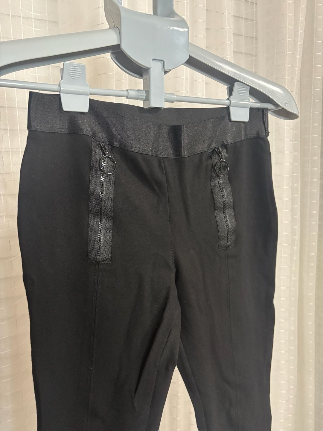 BEBE Built in Double belt spandex black pants VTG Y2K SZ 24 Waist 3