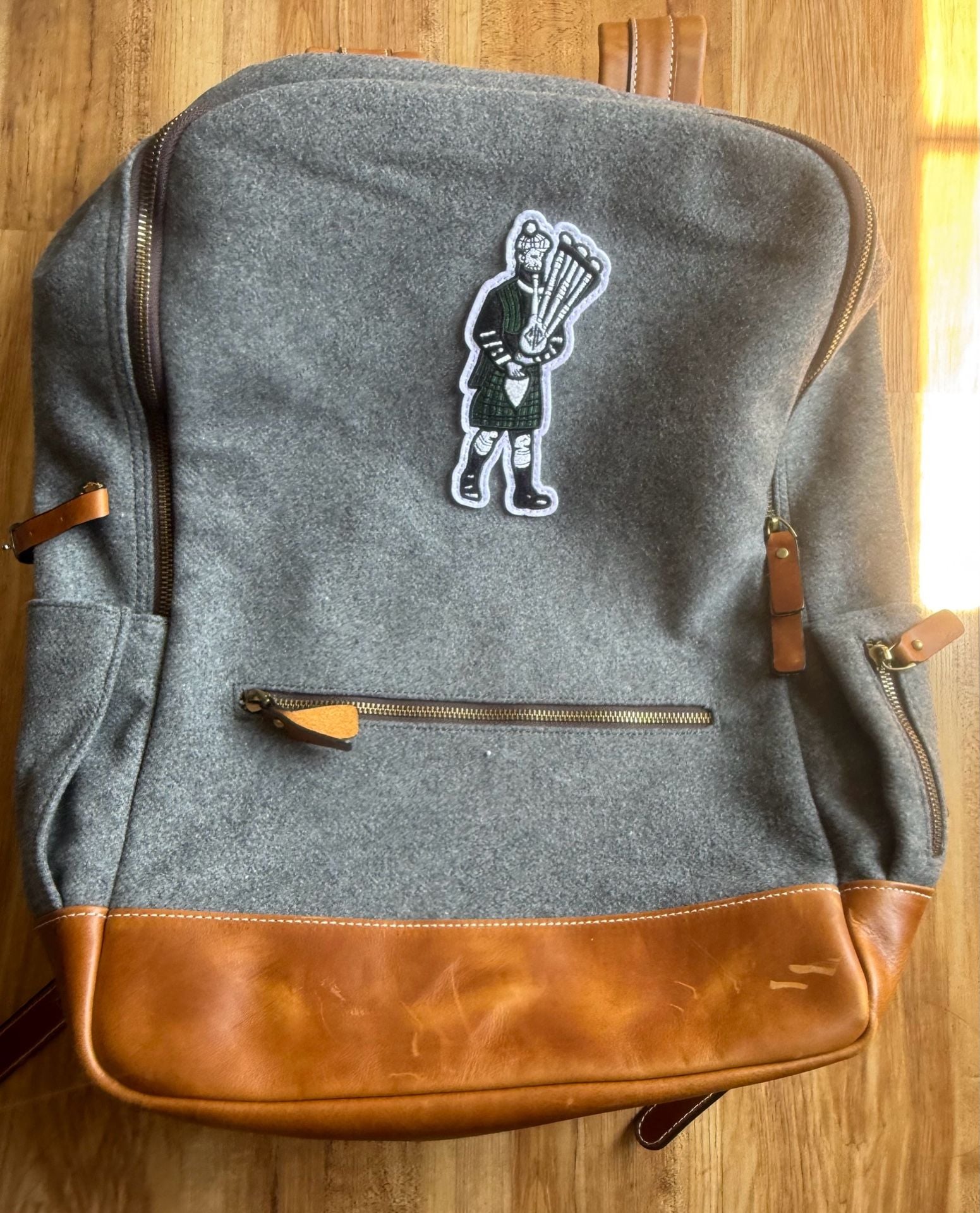 Heritage Gear Wool Backpack with Willie Kidd Bagpiper Patch 2