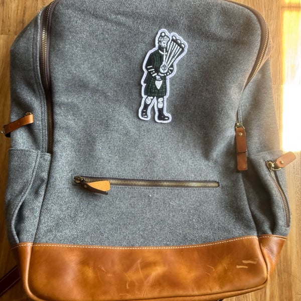 Heritage Gear Wool Backpack with Willie Kidd Bagpiper Patch