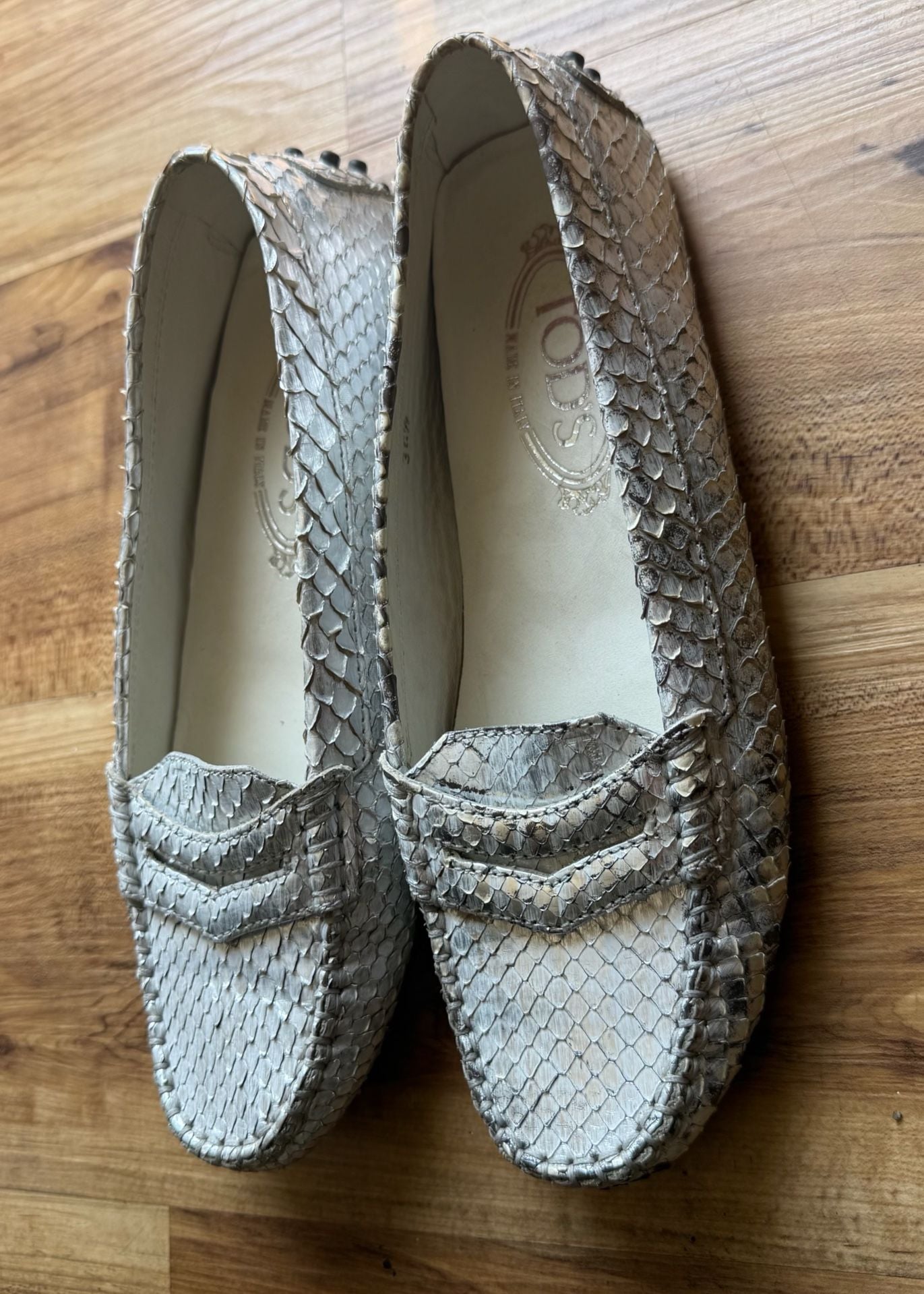 Tod's Gommino Snakeskin Penny Driving Loafers 2