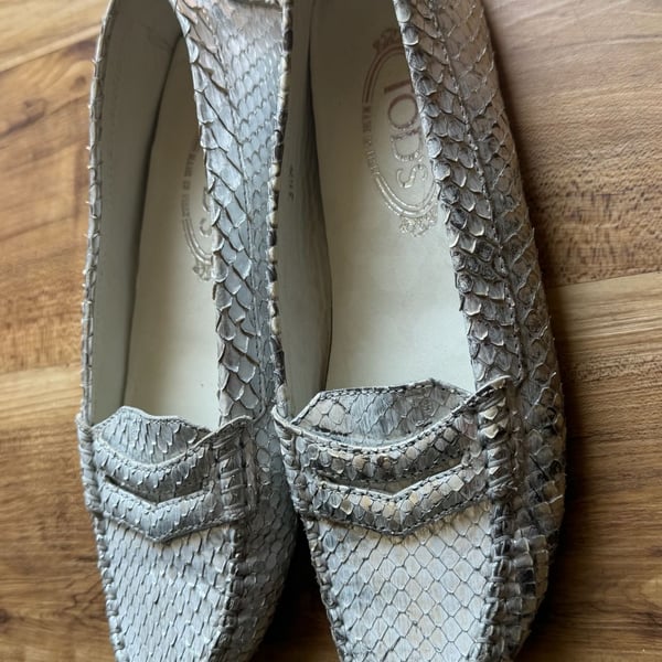 Tod's Gommino Snakeskin Penny Driving Loafers