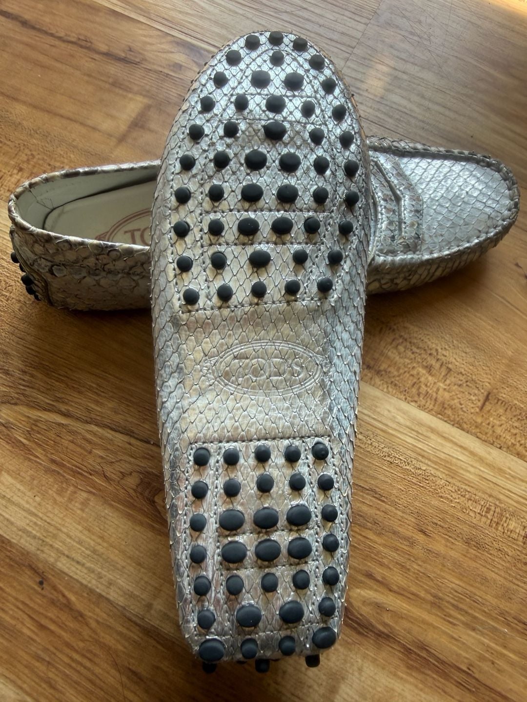Tod's Gommino Snakeskin Penny Driving Loafers 5