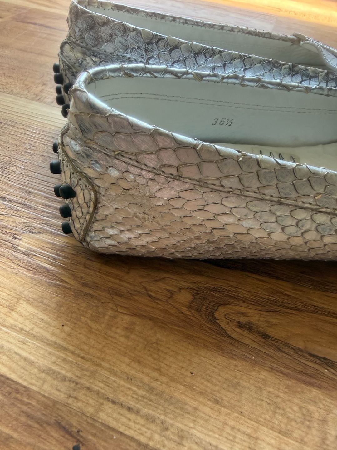 Tod's Gommino Snakeskin Penny Driving Loafers 7