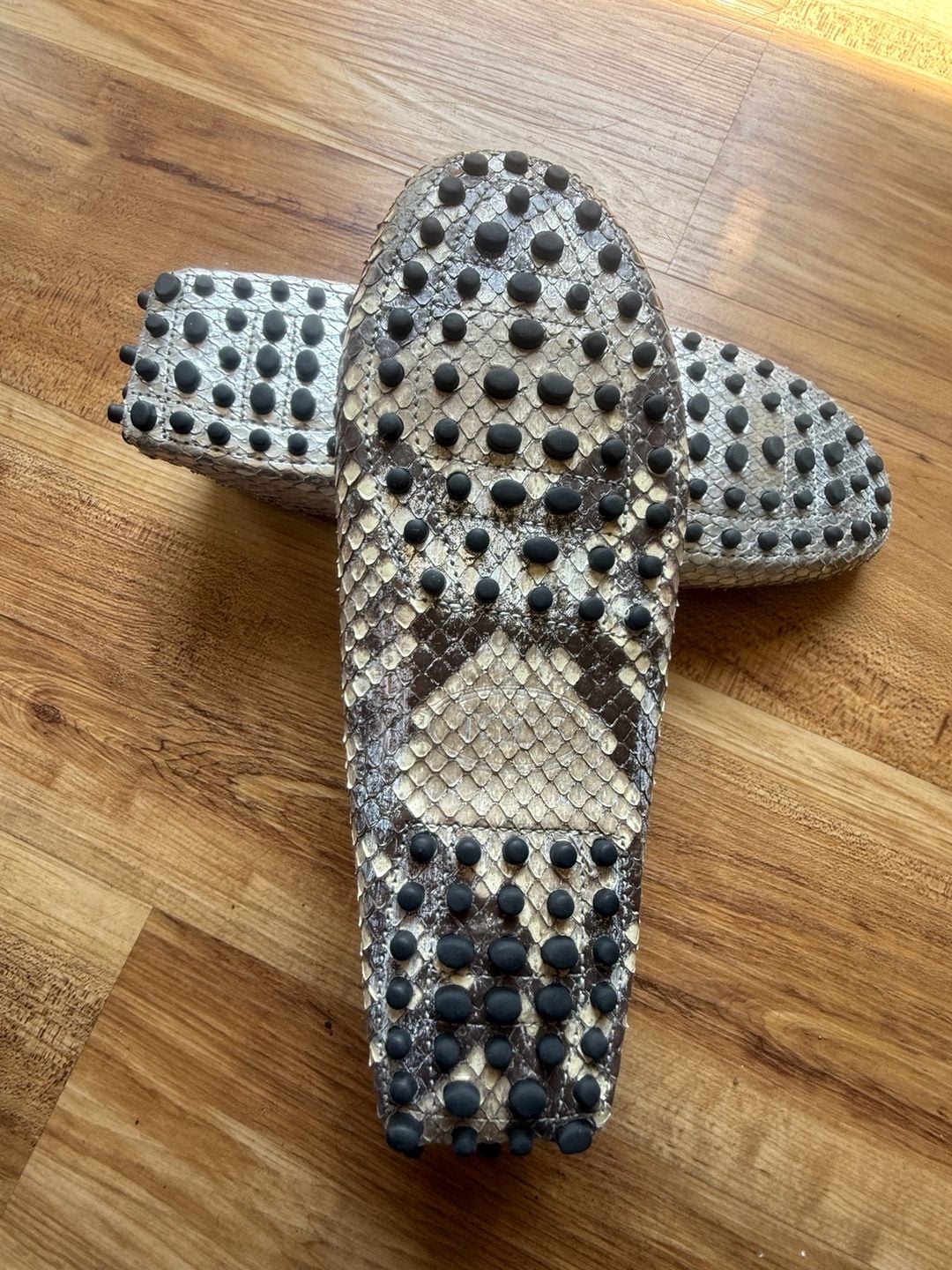 Tod's Gommino Snakeskin Penny Driving Loafers 8