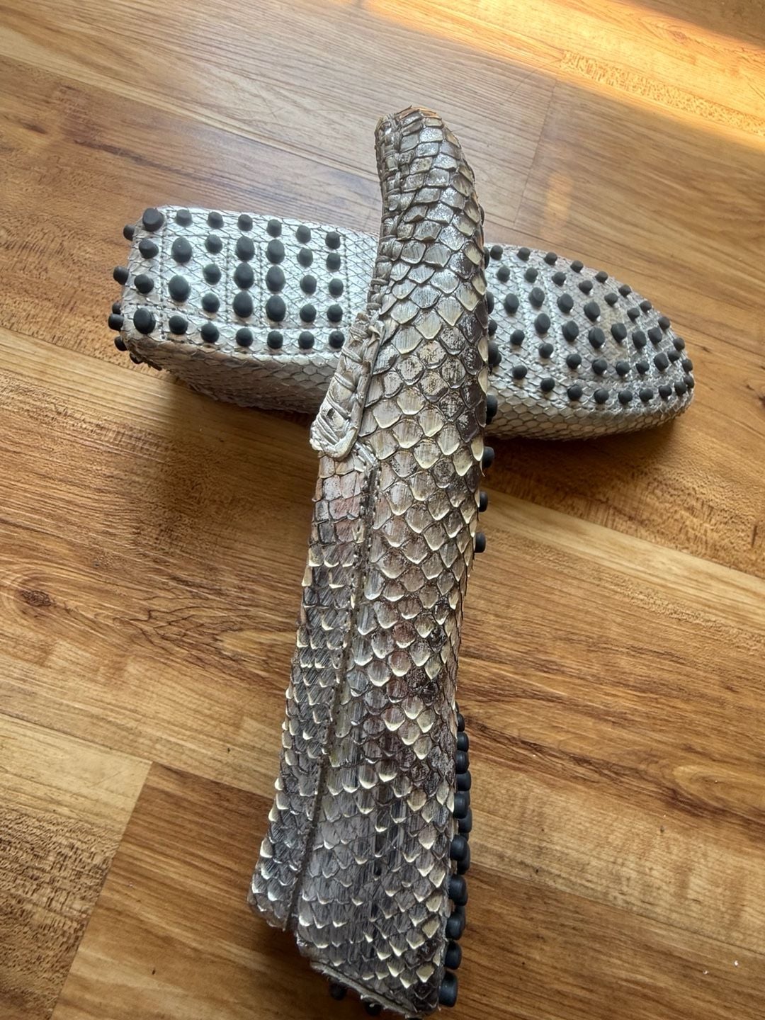 Tod's Gommino Snakeskin Penny Driving Loafers 9