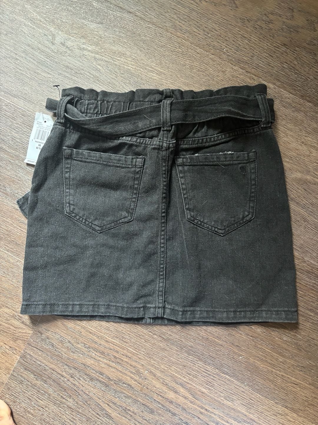 Jessica Simpson Girls Paperbag Waist Washed Black Denim Mini Skirt with Belt 5