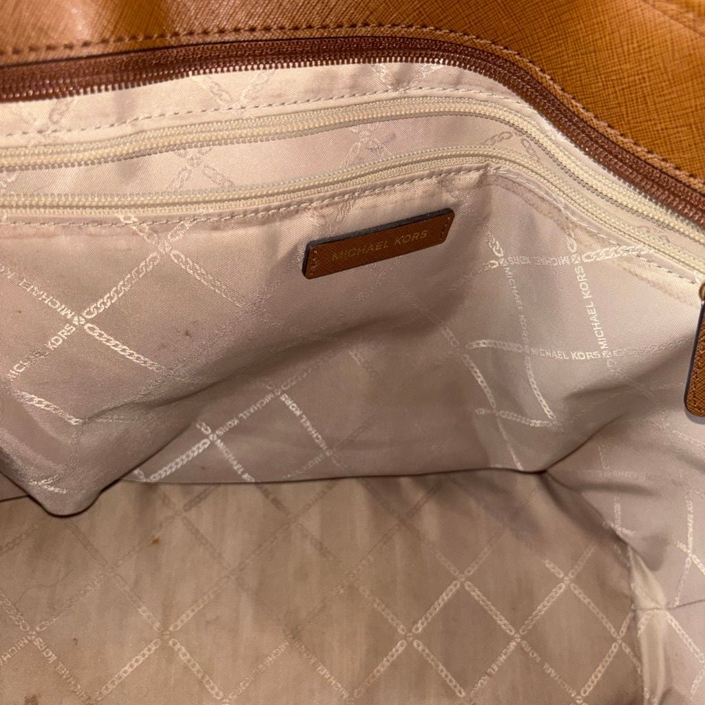 Michael Kors Jet Set Travel Saffiano Leather Tote Bag in Luggage Brown 7