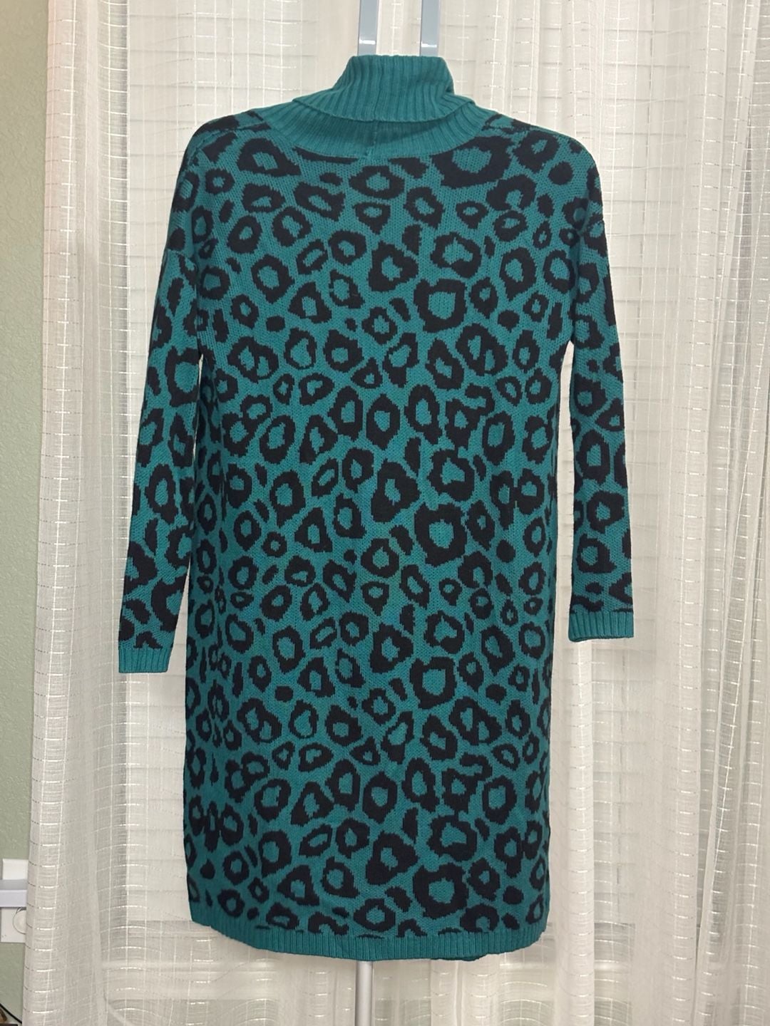 BCBGeneration Leopard Print Long Open Front Shawl Collar Cardigan Sweater XS 3