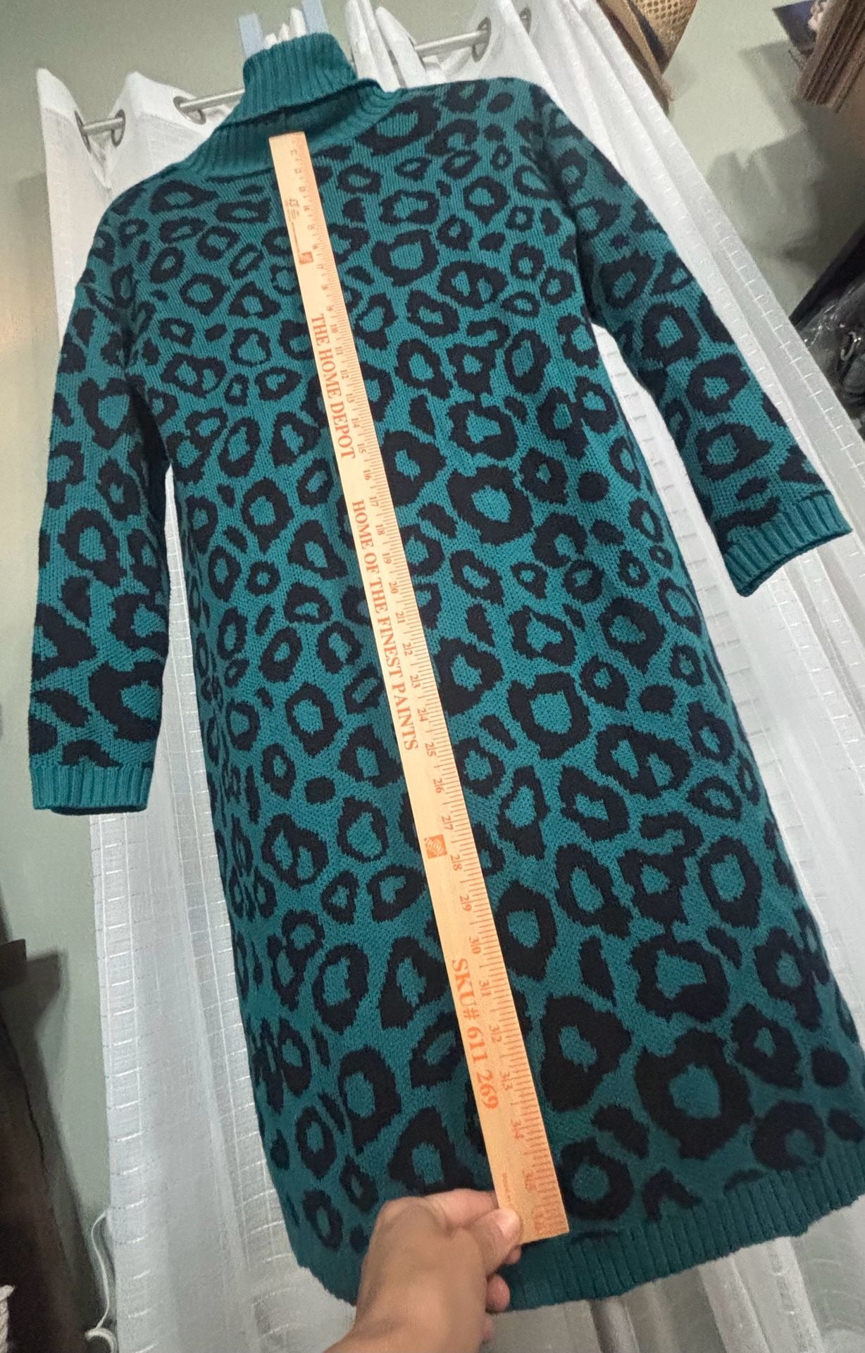 BCBGeneration Leopard Print Long Open Front Shawl Collar Cardigan Sweater XS 4