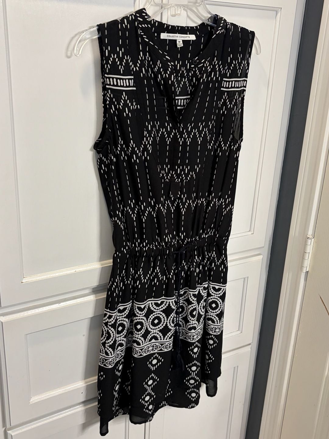 Collective Concepts Sleeveless Geometric Print Dress with Elastic Waist, Size M 3