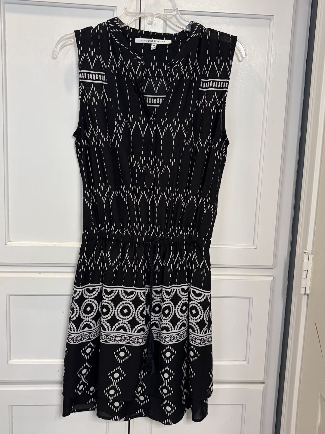 Collective Concepts Sleeveless Geometric Print Dress with Elastic Waist, Size M 4