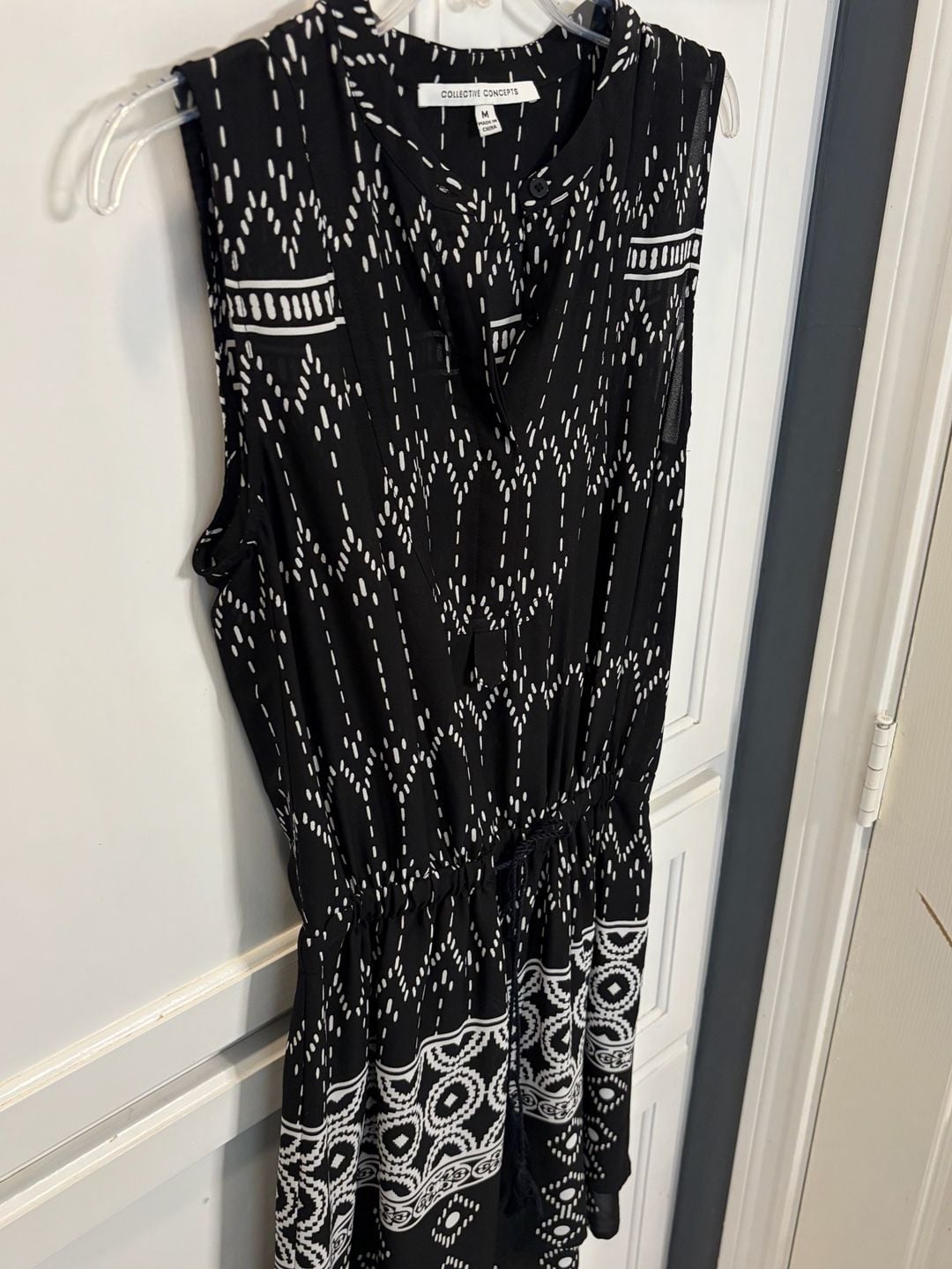 Collective Concepts Sleeveless Geometric Print Dress with Elastic Waist, Size M 6