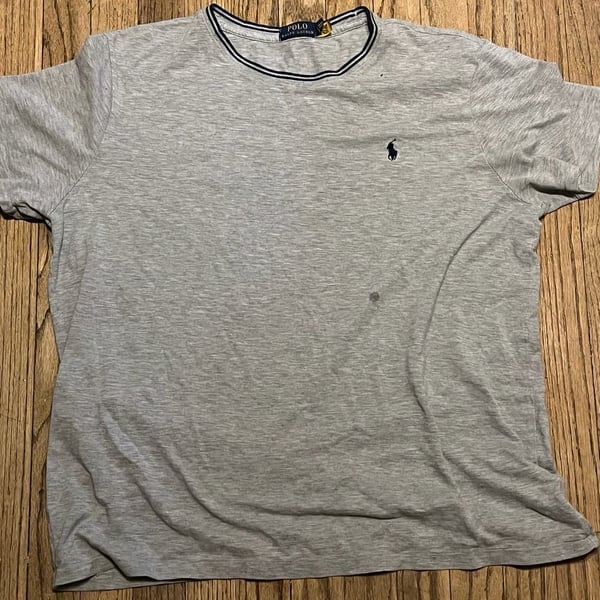 Polo Ralph Lauren Men's Gray Ringer Crew Neck T-Shirt with Pony Logo