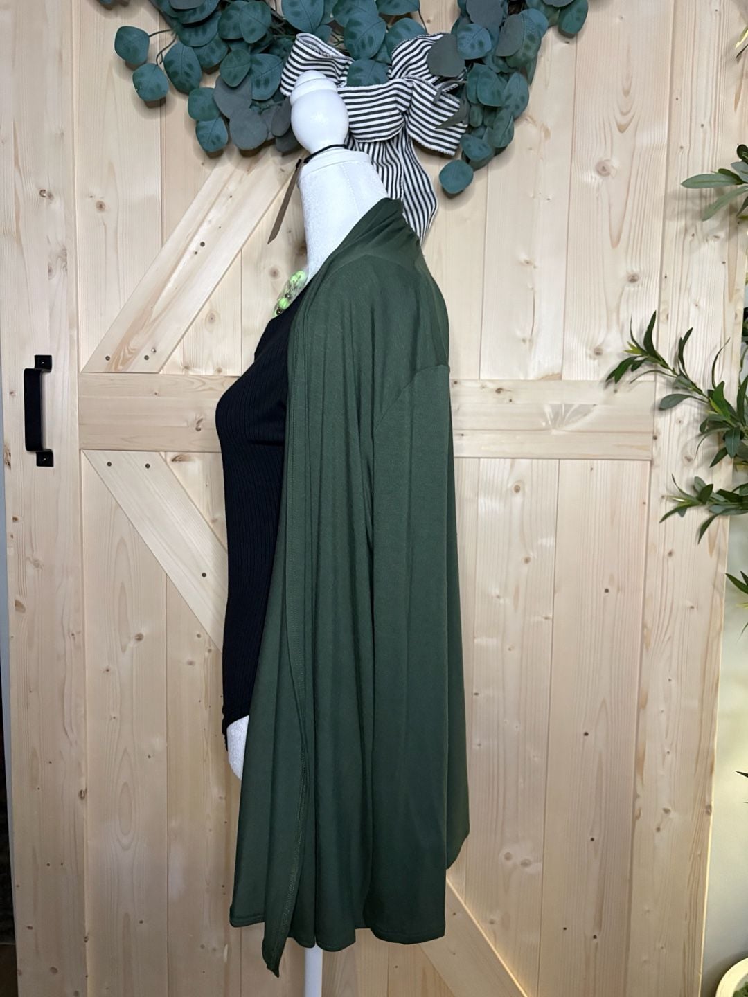 S•M•L•XL Azules Lightweight Long Sleeve Open Front Cardigan in dark Olive 4