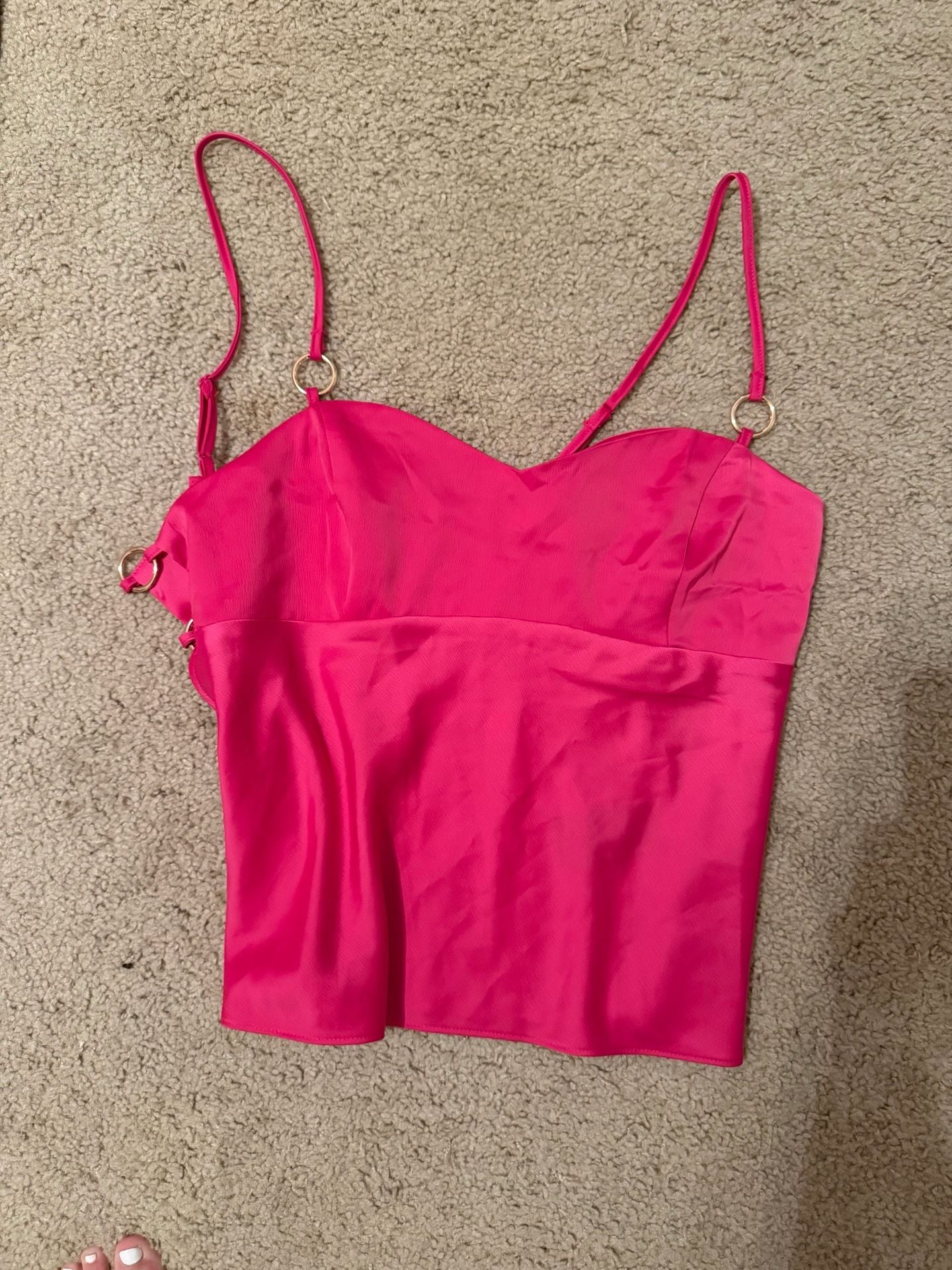 Silence + Noise Pink Satin Camisole Top 8