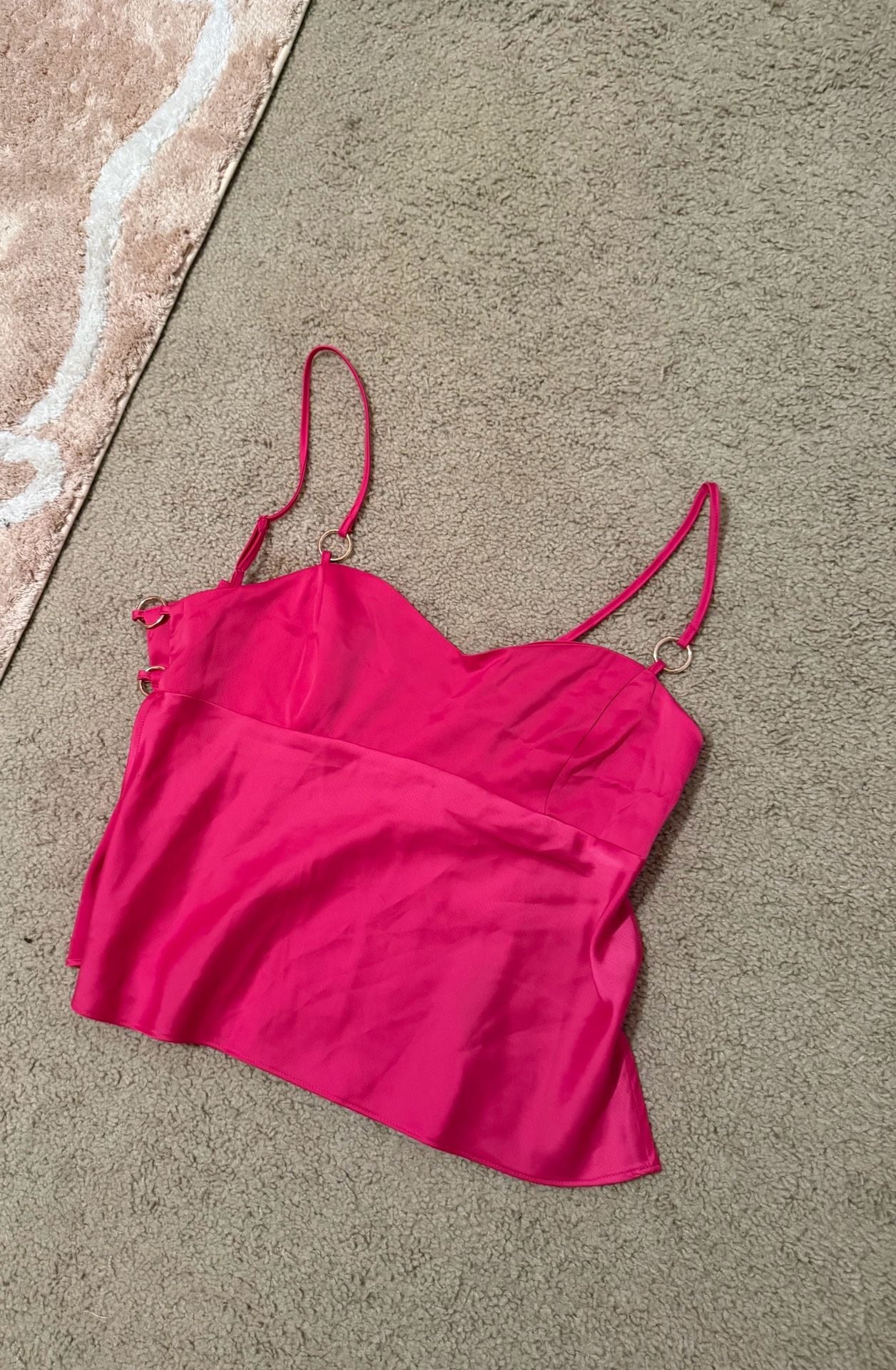 Silence + Noise Pink Satin Camisole Top 9