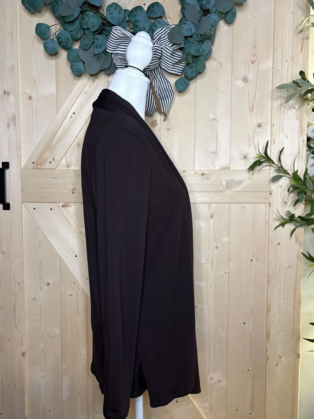S•M•L Azules Long Sleeve Open Front Drape Cardigan mocha 3