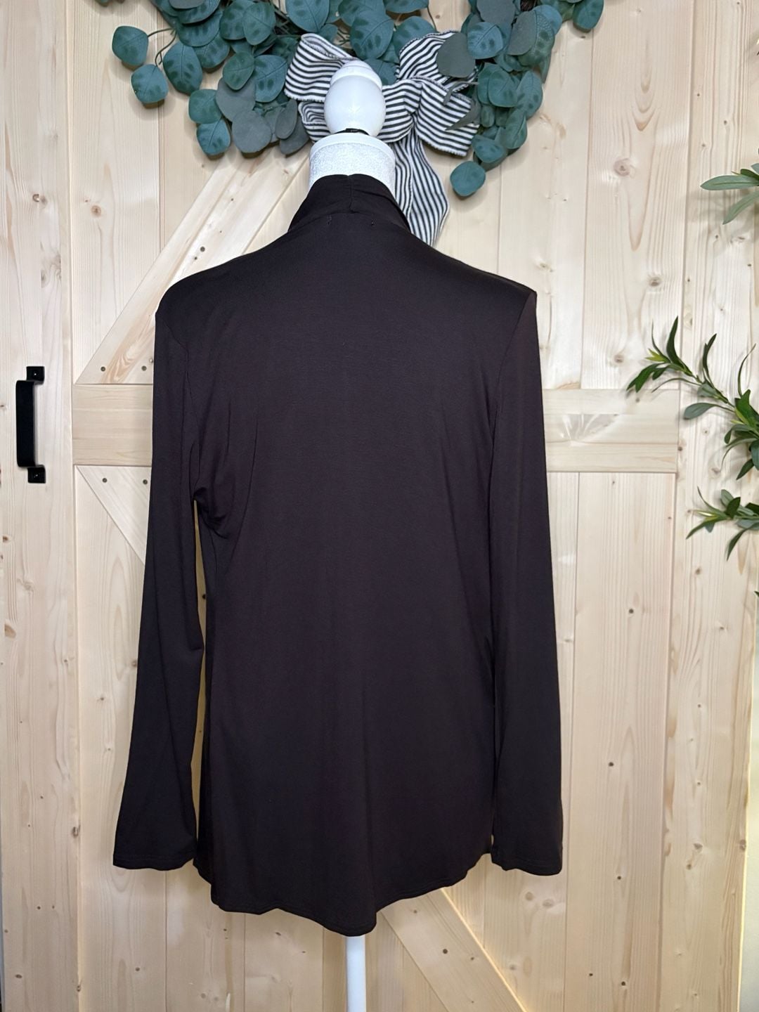 S•M•L Azules Long Sleeve Open Front Drape Cardigan mocha 4