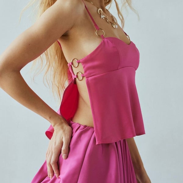 Silence + Noise Pink Satin Camisole Top