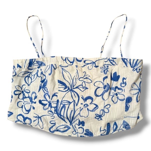 American Eagle Women's Floral Print Smocked Cropped Cami Top