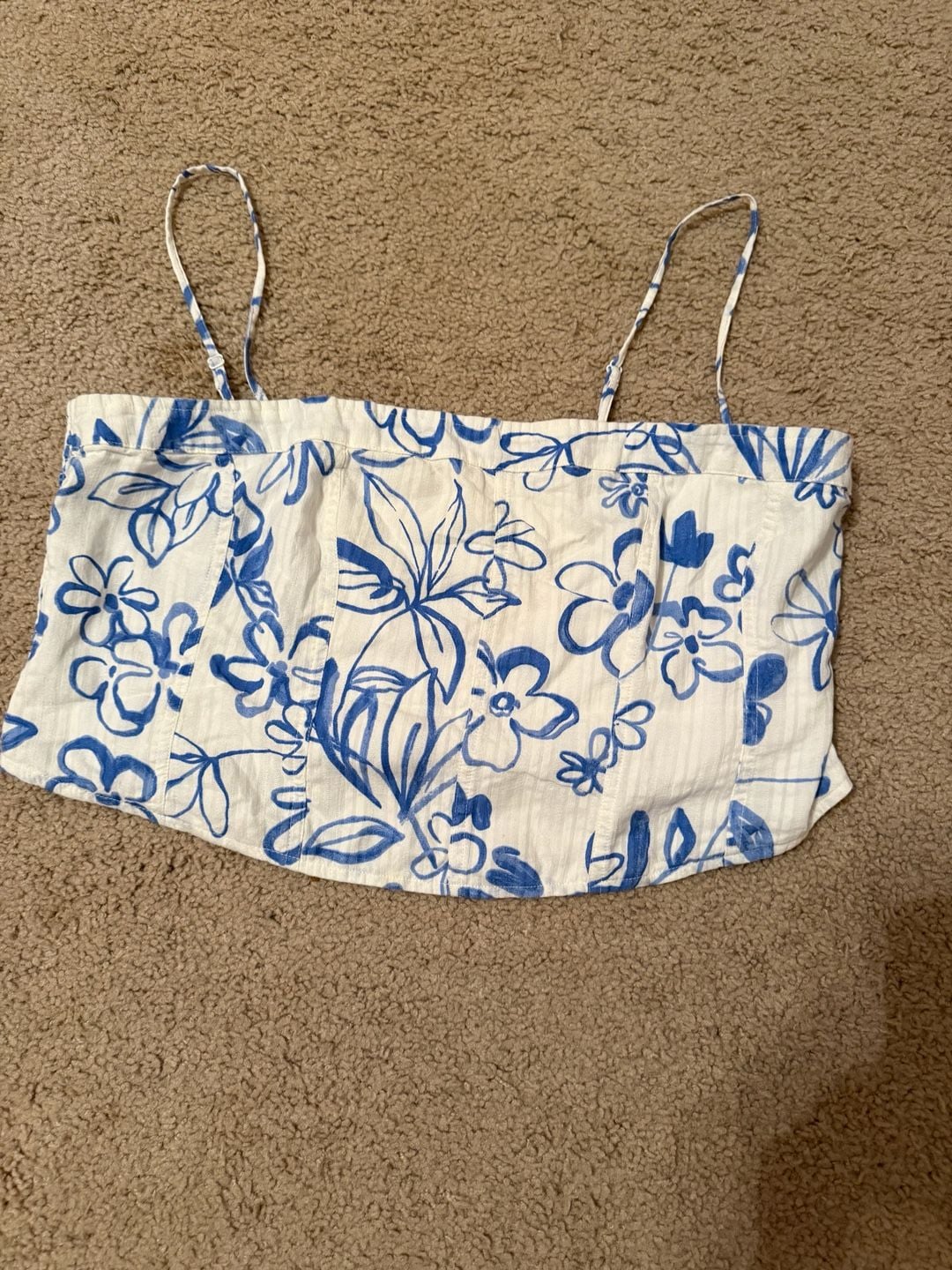 American Eagle Women's Floral Print Smocked Cropped Cami Top 9