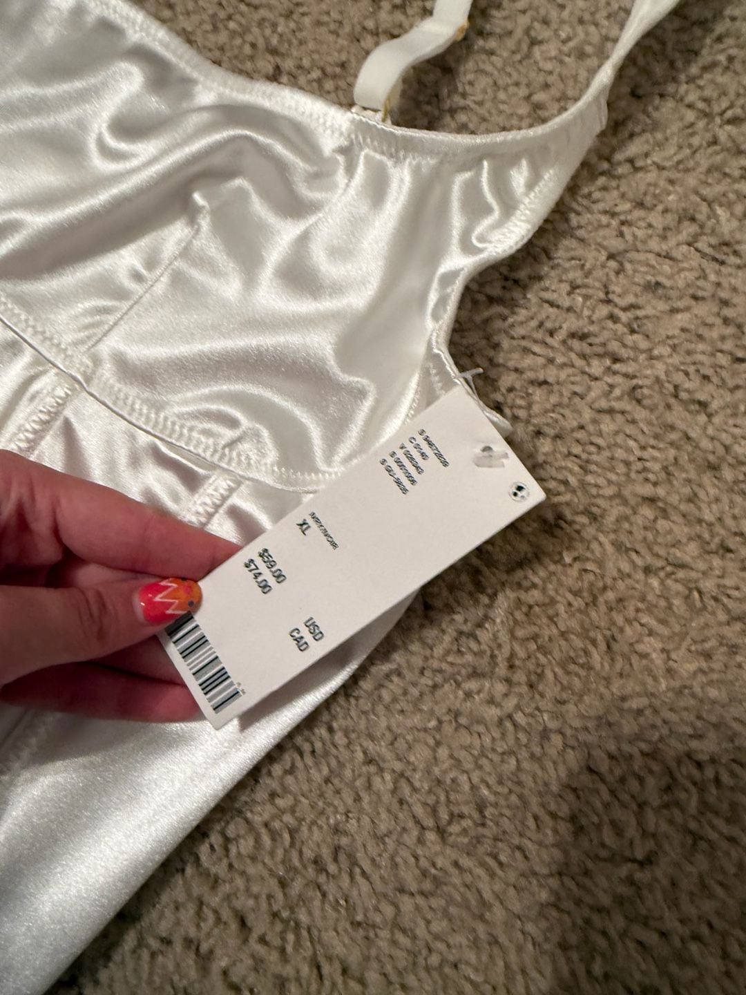 Urban Outfitters Ivory Satin Corset Crop Top with Straps 5
