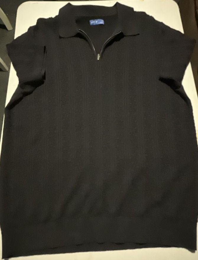 Apt. 9 Men's Black Textured Quarter-Zip Short Sleeve Knit Polo Sweater 2