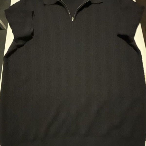 Apt. 9 Men's Black Textured Quarter-Zip Short Sleeve Knit Polo Sweater
