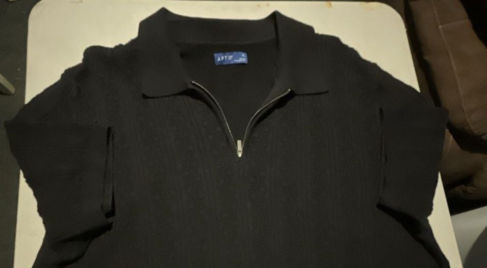 Apt. 9 Men's Black Textured Quarter-Zip Short Sleeve Knit Polo Sweater 3