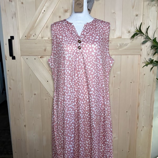 XL Xieerduo Women's Sleeveless Ditsy Floral V-Neck Tank Dress with Side Pockets