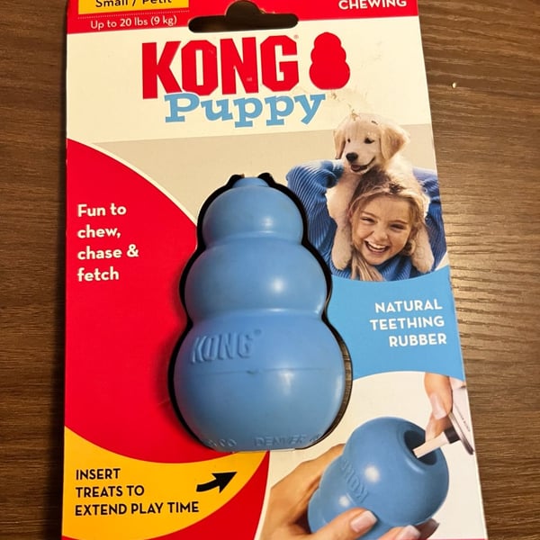 KONG Puppy Natural Teething Rubber Dog Toy, Small, Blue