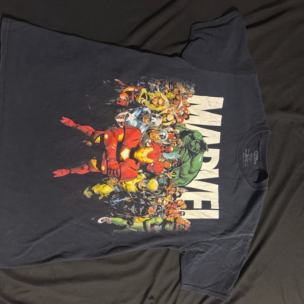 Marvel Universe All-Over Characters Graphic Black T-Shirt