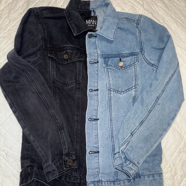 boohooMAN Two-Tone Half and Half Denim Jacket