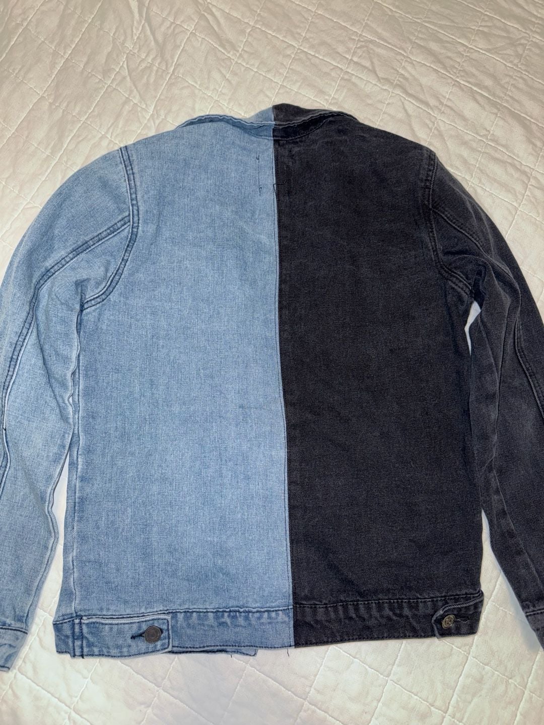 boohooMAN Two-Tone Half and Half Denim Jacket 5
