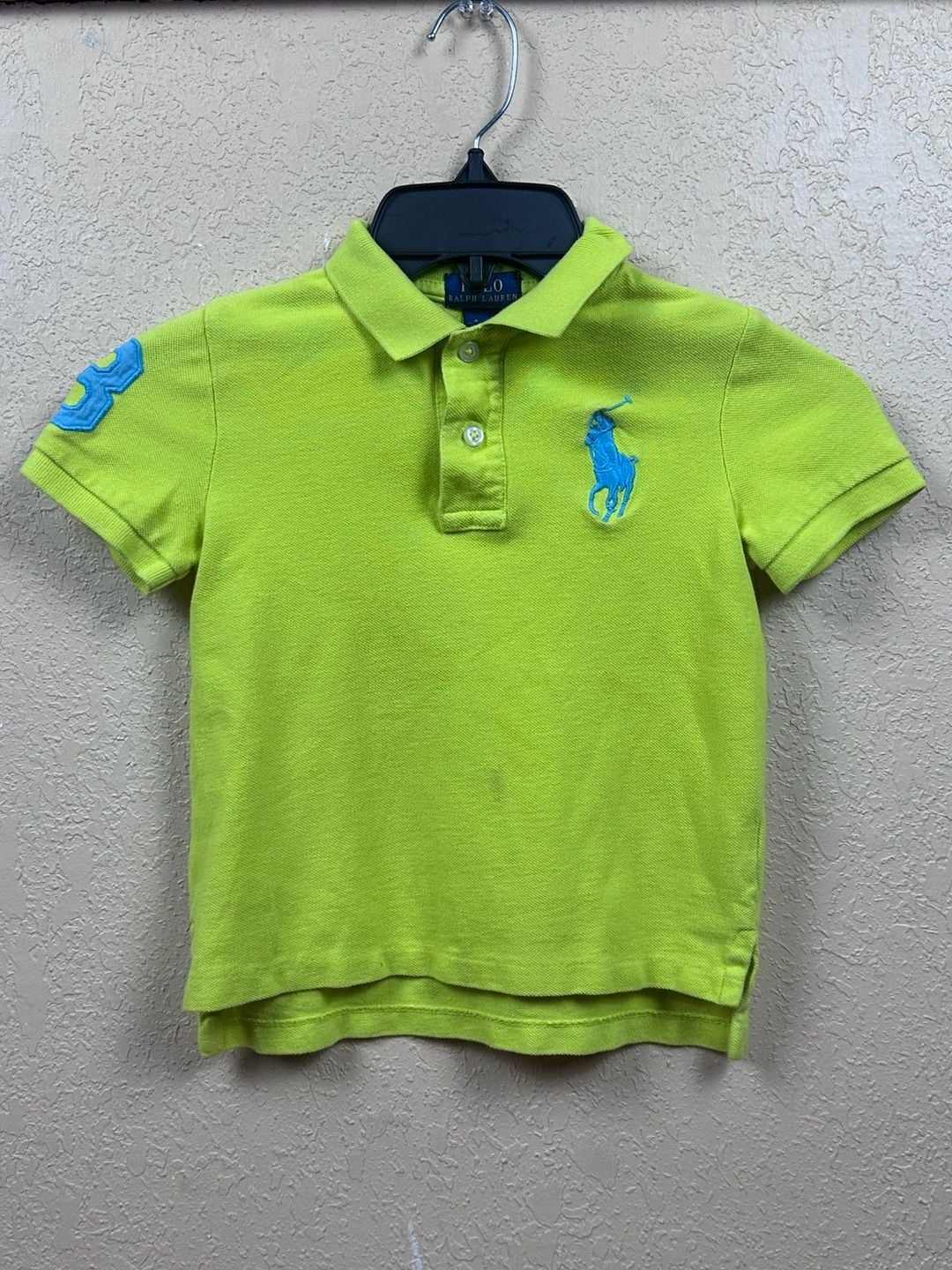 Polo Ralph Lauren Boys Lime Green Big Pony Short Sleeve Polo Shirt Size 4/4T 2