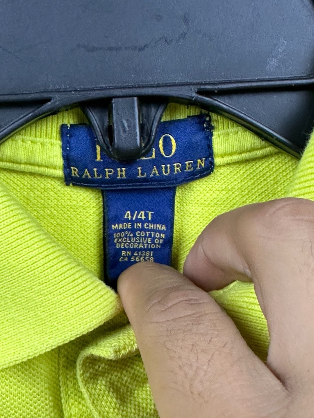 Polo Ralph Lauren Boys Lime Green Big Pony Short Sleeve Polo Shirt Size 4/4T 4