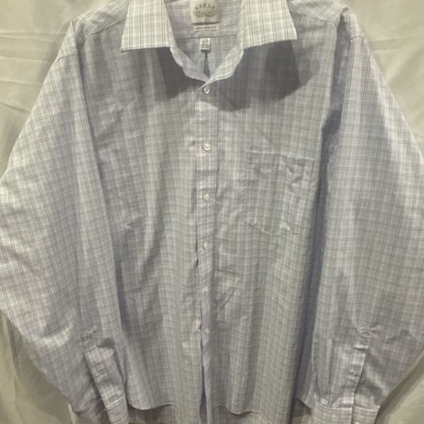 Eagle Men's Button Up Dress Shirt Blue Plaid regular Fit 17 1/2- 36/37