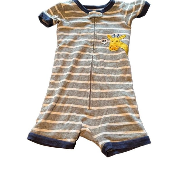 Carter's short sleeve shorts Romper Giraffe, Size 2T , one piece, boys zipper