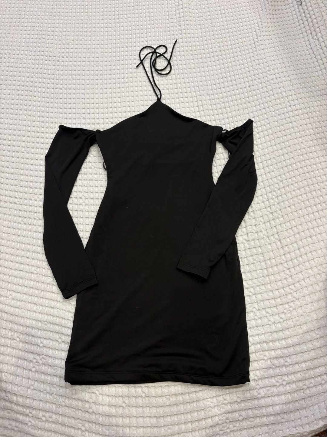 Princess Polly Black Long Sleeve Cold Shoulder Mini Dress 3