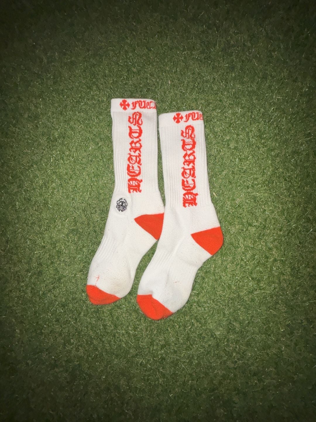 White and red Crew FU SOCK Chrome 5